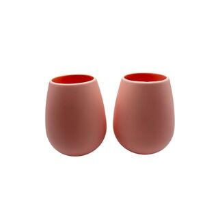 Odeme Set of 2 Silicone Stemless Wine Glasses What a Pair Pink Fab Fit Fun
